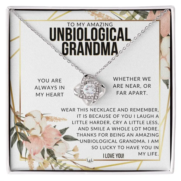 ShineOn Fulfillment Necklaces Unbiological Grandma Gift Beautiful Womens Pendant From Granddaughter Grandson Grandkids Great For Mothers Day Christmas or Birthday