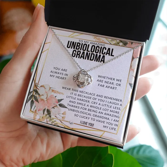 ShineOn Fulfillment Necklaces Unbiological Grandma Gift Beautiful Womens Pendant From Granddaughter Grandson Grandkids Great For Mothers Day Christmas or Birthday