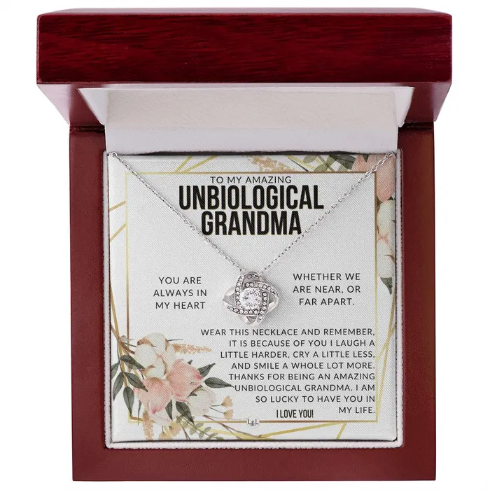 ShineOn Fulfillment Necklaces Unbiological Grandma Gift Beautiful Womens Pendant From Granddaughter Grandson Grandkids Great For Mothers Day Christmas or Birthday