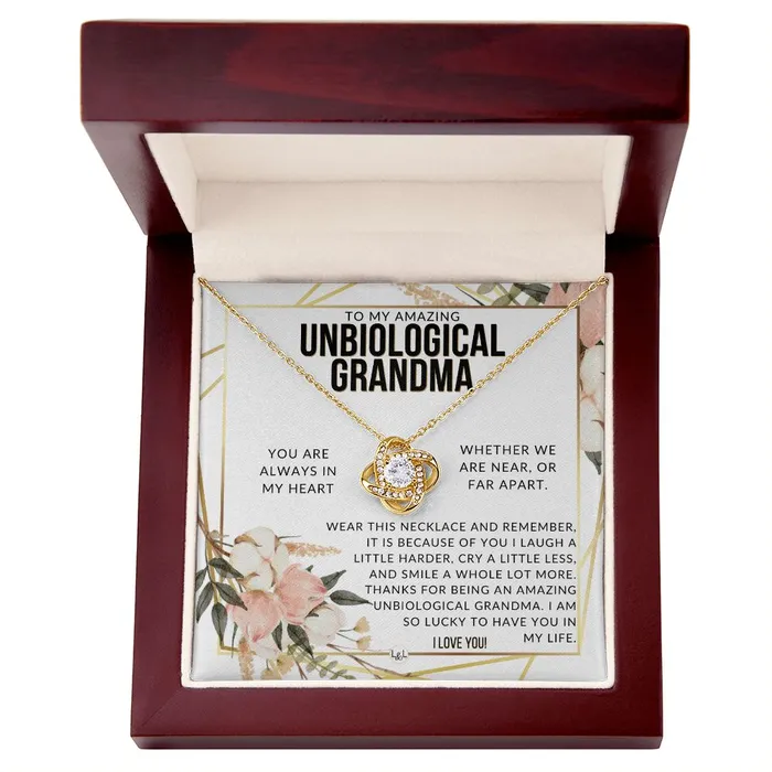 ShineOn Fulfillment Necklaces Unbiological Grandma Gift Beautiful Womens Pendant From Granddaughter Grandson Grandkids Great For Mothers Day Christmas or Birthday