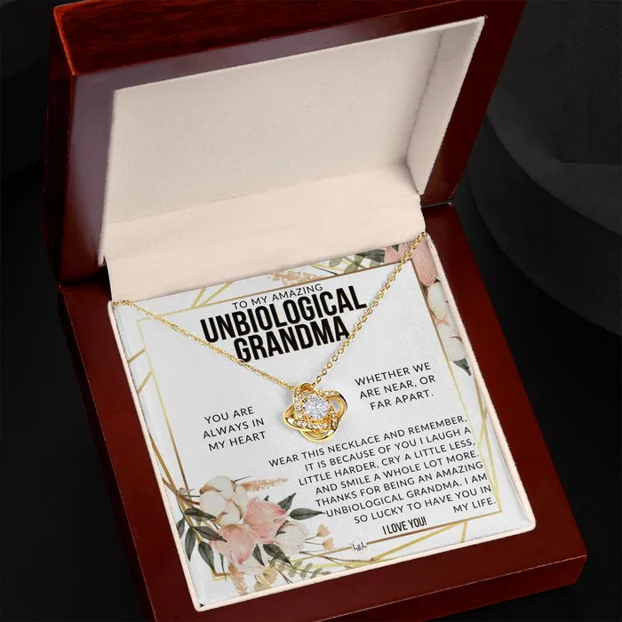 ShineOn Fulfillment Necklaces Unbiological Grandma Gift Beautiful Womens Pendant From Granddaughter Grandson Grandkids Great For Mothers Day Christmas or Birthday