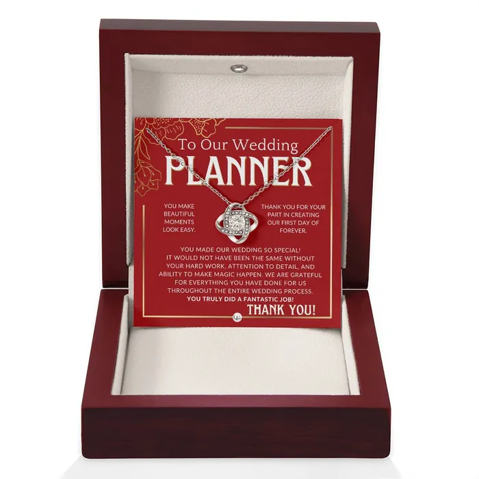 ShineOn Fulfillment Necklaces Wedding Event Planner Gift Thank You From The Couple Gratitude Gift Token of Appreciation Necklace Red and Gold Wedding Theme