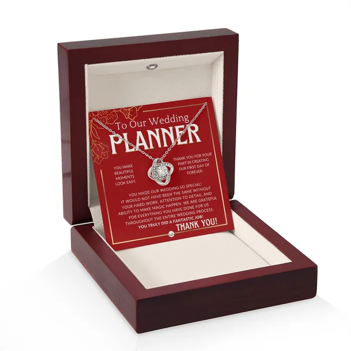 ShineOn Fulfillment Necklaces Wedding Event Planner Gift Thank You From The Couple Gratitude Gift Token of Appreciation Necklace Red and Gold Wedding Theme
