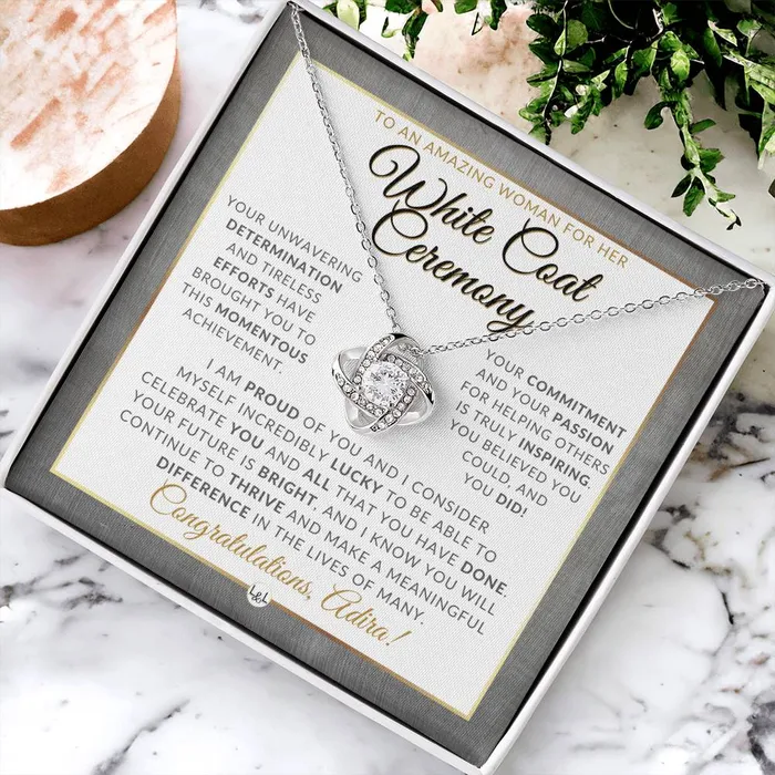 ShineOn Fulfillment Necklaces White Coat Ceremony Necklace for the Aspiring Medical Professional Personalized Graduation Gift Idea For Her Future Doctor