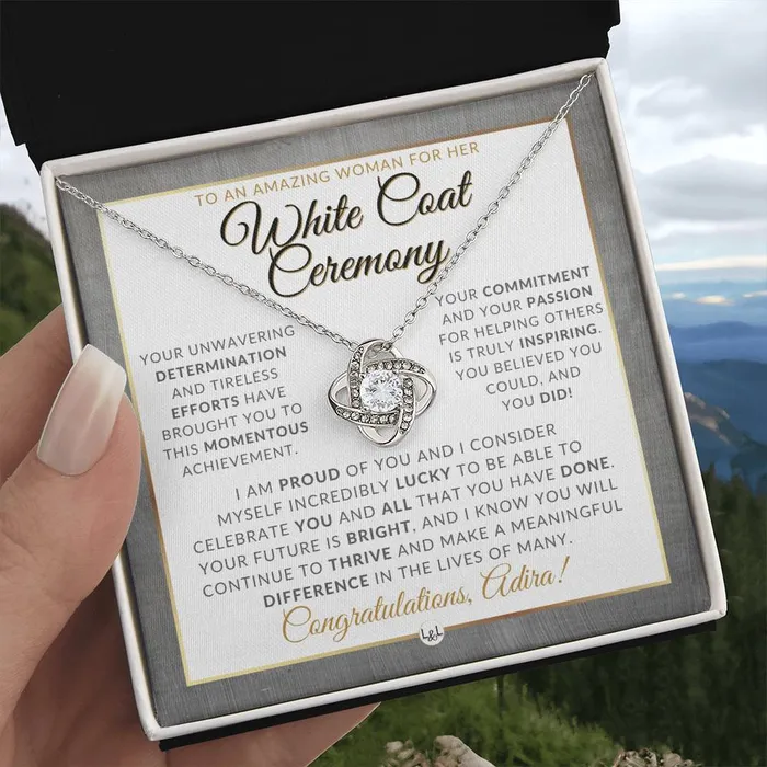 ShineOn Fulfillment Necklaces White Coat Ceremony Necklace for the Aspiring Medical Professional Personalized Graduation Gift Idea For Her Future Doctor