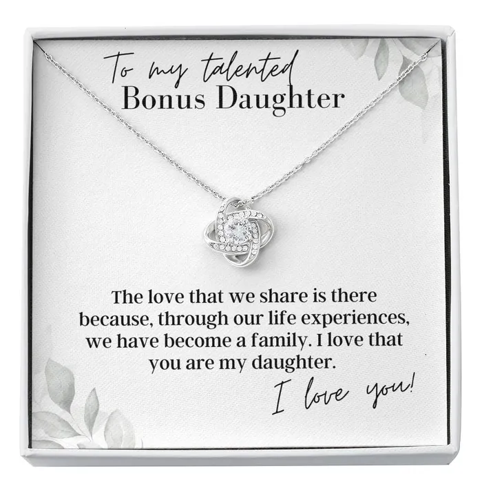 ShineOn Fulfillment To My Talented Bonus Daughter I Love You Love Knot Pendant Necklace Necklaces ShineOn Fulfillment To My Talented Bonus Daughter I Love You Love Knot Pendant Necklace Necklaces
