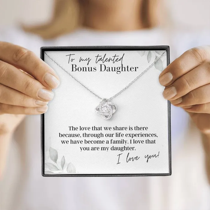 ShineOn Fulfillment To My Talented Bonus Daughter I Love You Love Knot Pendant Necklace Necklaces