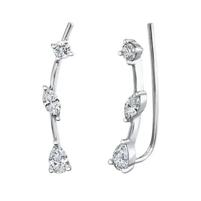 Shy Creation 14K White Gold 041ctw Elegant Climber Style Diamond Earrings SHY CREATION Earrings Shy Creation 14K White Gold 041ctw Elegant Climber Style Diamond Earrings SHY CREATION Earrings