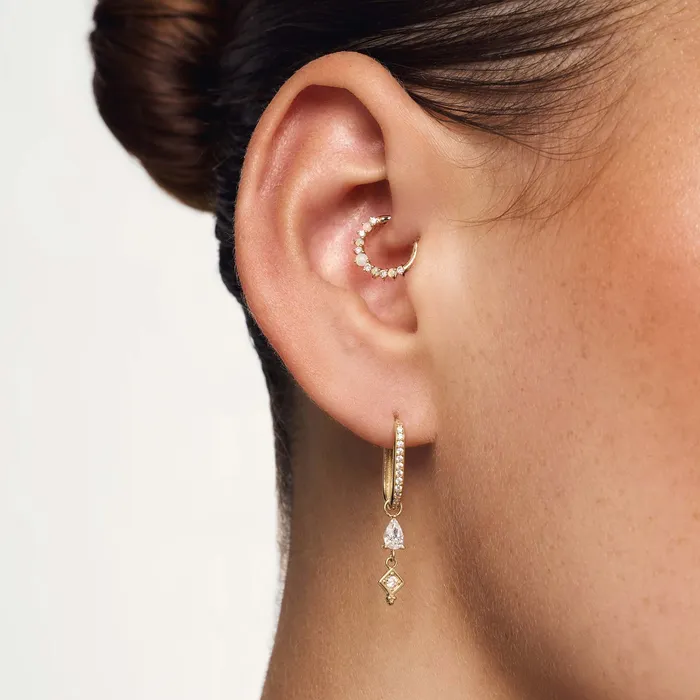 Single Drop Hoop Charm Eline Rosina Earrings