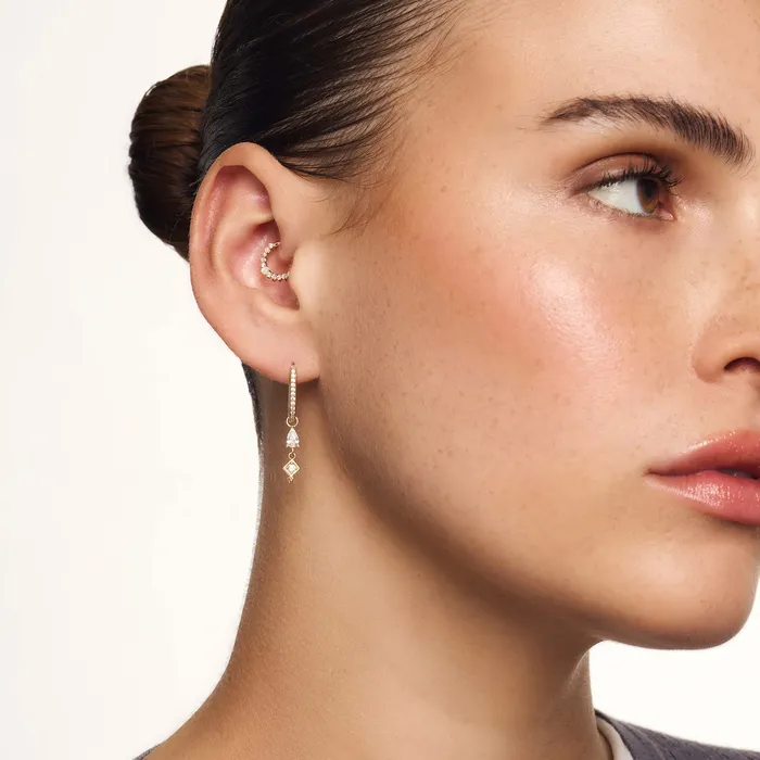 Single Drop Hoop Charm Eline Rosina Earrings