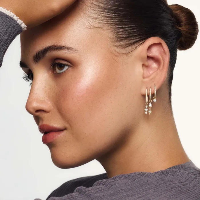 Single Drop Hoop Charm Eline Rosina Earrings