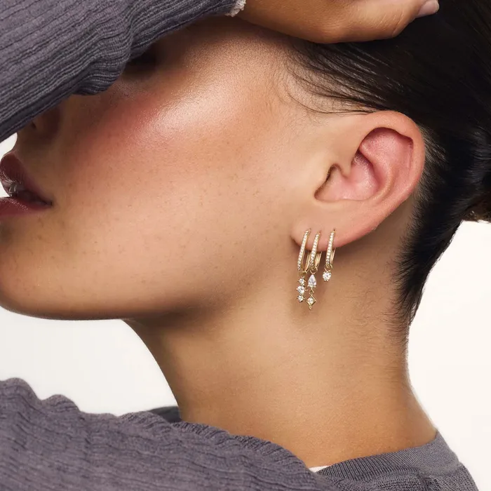 Single Drop Hoop Charm Eline Rosina Earrings