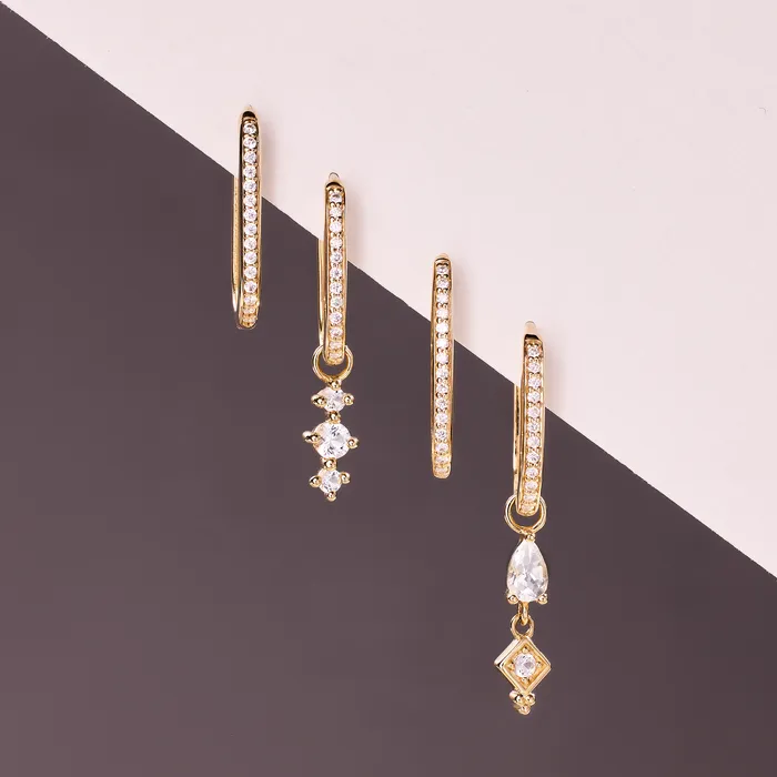 Single Drop Hoop Charm Eline Rosina Earrings