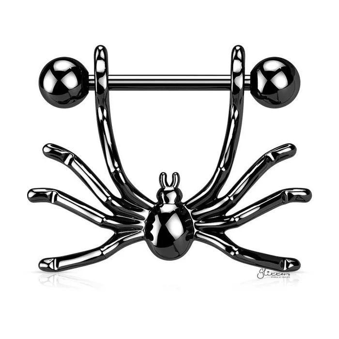 Spider Nipple Shield Ring Black Glitters Rings