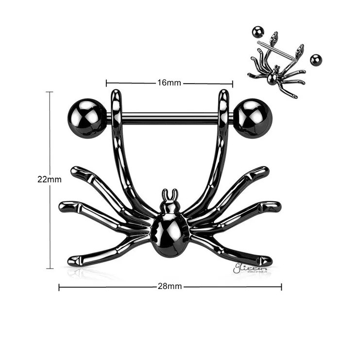 Spider Nipple Shield Ring Black Glitters Rings