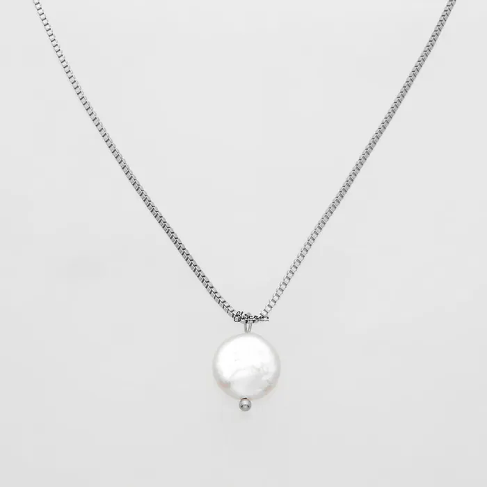 Stainless Steel Baroque Pearl Necklace Silver Glitters Necklaces
