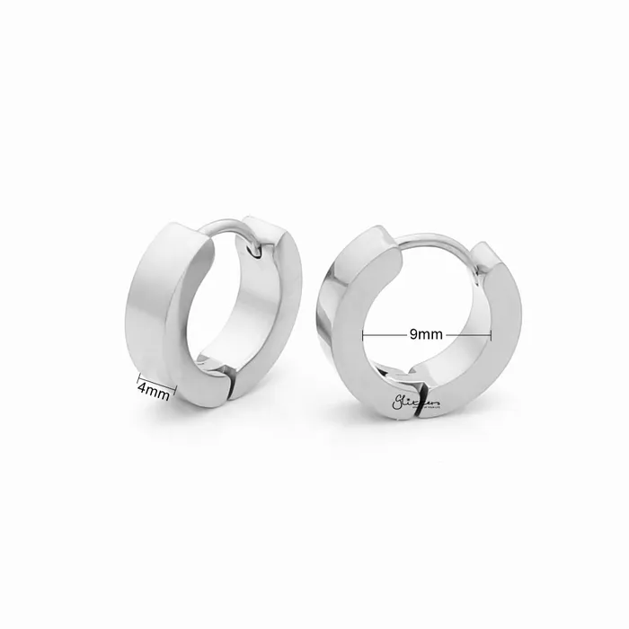 Stainless Steel Huggie Hoop Earrings Medium Glitters Earrings
