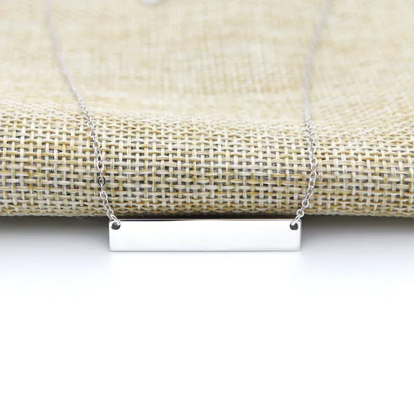 Sterling Silver Horizontal Bar NecklaceMedium Glitters Necklaces
