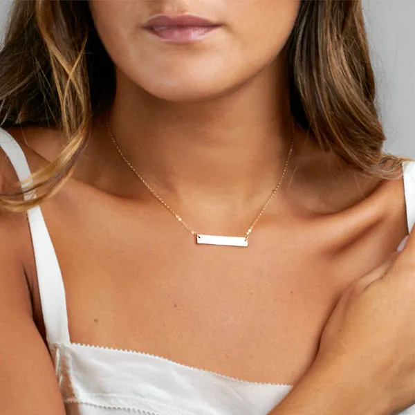 Sterling Silver Horizontal Bar NecklaceMedium Glitters Necklaces