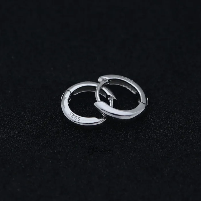 Sterling Silver OneTouch Huggie Hoop Earrings Silver Glitters Earrings