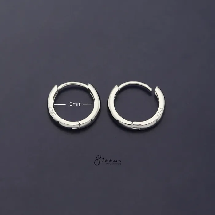 Sterling Silver OneTouch Huggie Hoop Earrings Silver Glitters Earrings