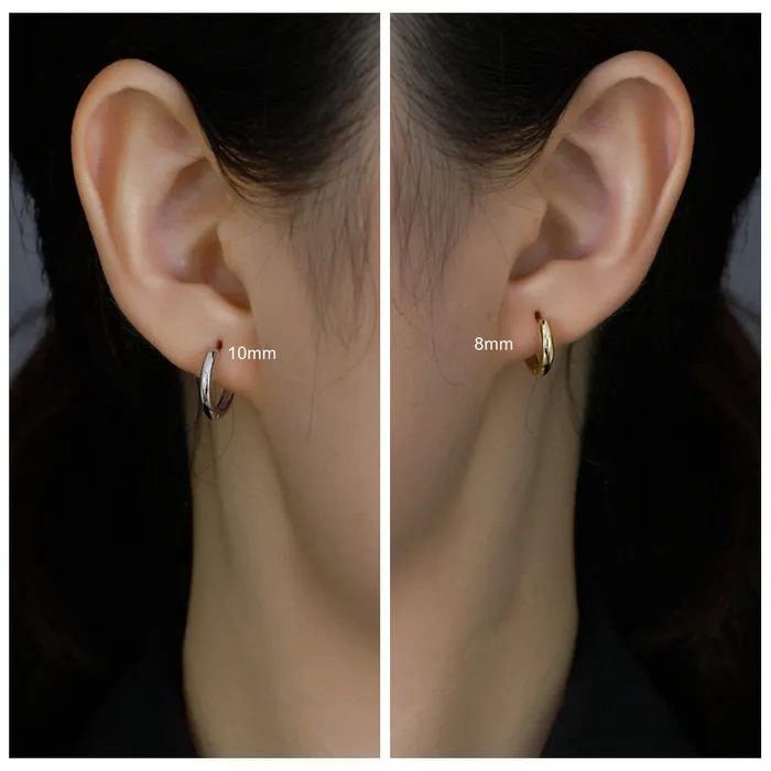 Sterling Silver OneTouch Huggie Hoop Earrings Silver Glitters Earrings