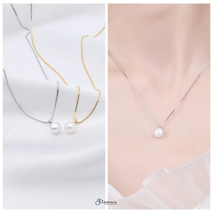 Sterling Silver Pearl Necklace Silver Glitters Necklaces