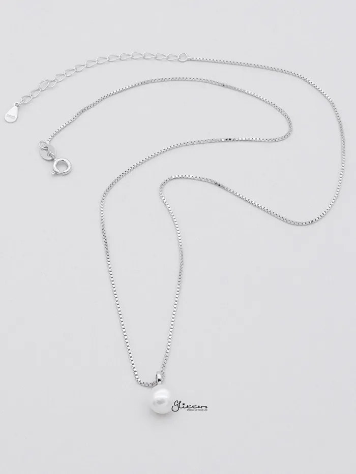 Sterling Silver Pearl Necklace Silver Glitters Necklaces