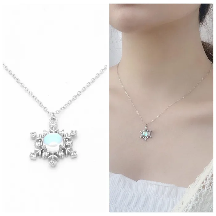 Sterling Silver Snowflake Necklace Glitters Necklaces