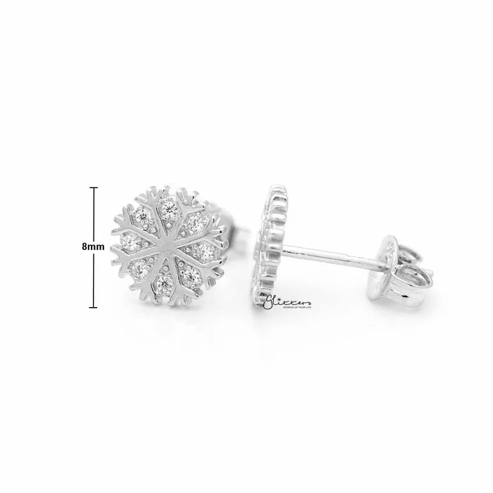 Sterling Silver Snowflake Stud Earrings Glitters Earrings