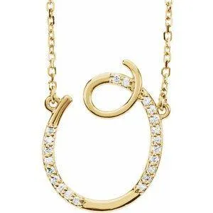 Storyteller by Vintage Magnality Cursive Initial AZ Natural Diamond 16 Necklace 14K Yellow White Rose Necklaces