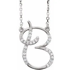 Storyteller by Vintage Magnality Cursive Initial AZ Natural Diamond 16 Necklace 14K Yellow White Rose Necklaces