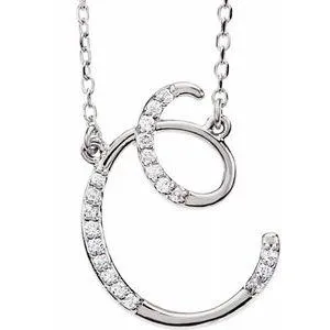 Storyteller by Vintage Magnality Cursive Initial AZ Natural Diamond 16 Necklace 14K Yellow White Rose Necklaces