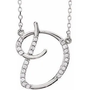 Storyteller by Vintage Magnality Cursive Initial AZ Natural Diamond 16 Necklace 14K Yellow White Rose Necklaces