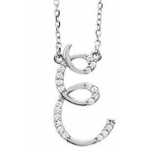 Storyteller by Vintage Magnality Cursive Initial AZ Natural Diamond 16 Necklace 14K Yellow White Rose Necklaces