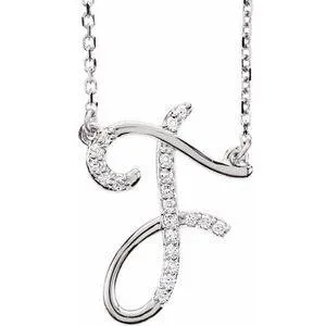 Storyteller by Vintage Magnality Cursive Initial AZ Natural Diamond 16 Necklace 14K Yellow White Rose Necklaces