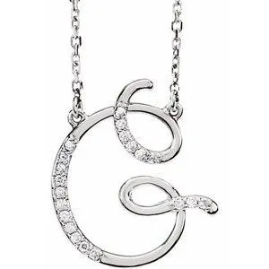 Storyteller by Vintage Magnality Cursive Initial AZ Natural Diamond 16 Necklace 14K Yellow White Rose Necklaces