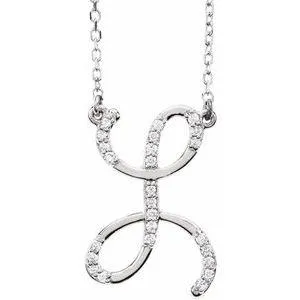 Storyteller by Vintage Magnality Cursive Initial AZ Natural Diamond 16 Necklace 14K Yellow White Rose Necklaces