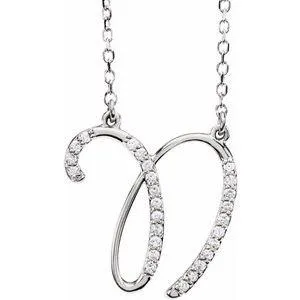 Storyteller by Vintage Magnality Cursive Initial AZ Natural Diamond 16 Necklace 14K Yellow White Rose Necklaces