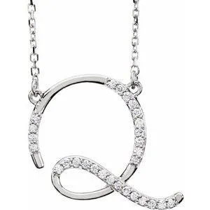 Storyteller by Vintage Magnality Cursive Initial AZ Natural Diamond 16 Necklace 14K Yellow White Rose Necklaces