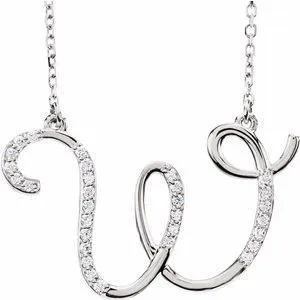 Storyteller by Vintage Magnality Cursive Initial AZ Natural Diamond 16 Necklace 14K Yellow White Rose Necklaces