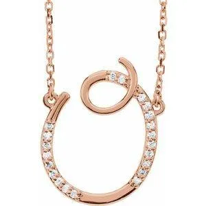 Storyteller by Vintage Magnality Cursive Initial AZ Natural Diamond 16 Necklace 14K Yellow White Rose Necklaces