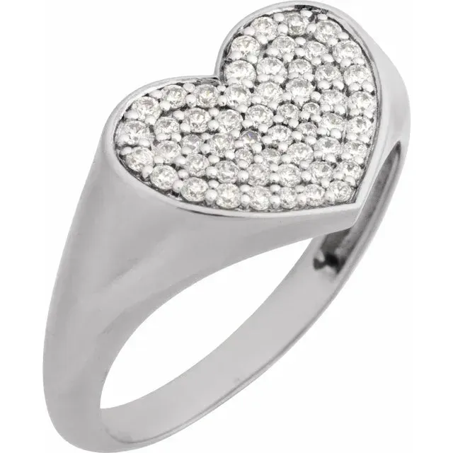 Storyteller by Vintage Magnality Natural Diamond Heart Signet Ring 13 CTW Solid 14K Gold Rings Storyteller by Vintage Magnality Natural Diamond Heart Signet Ring 13 CTW Solid 14K Gold Rings