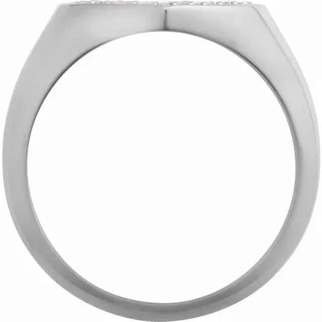 Storyteller by Vintage Magnality Natural Diamond Heart Signet Ring 13 CTW Solid 14K Gold Rings