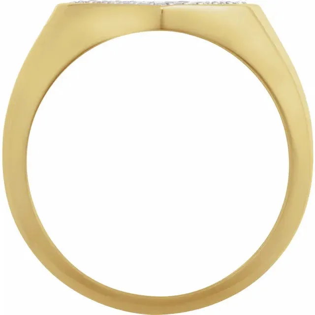 Storyteller by Vintage Magnality Natural Diamond Heart Signet Ring 13 CTW Solid 14K Gold Rings