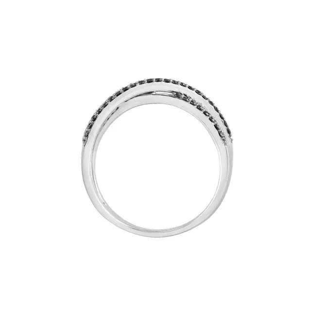 Storyteller by Vintage Magnality Rings Gabrielle Black White Natural Diamond 38 CTW CrissCross Ring Solid 14K White Gold