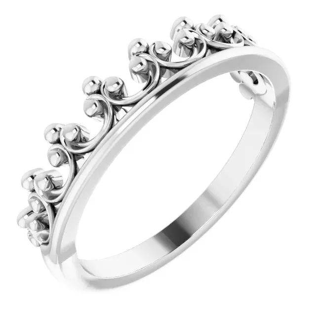 Storyteller by Vintage Magnality Rings Stackable Calling All Queens Crown Ring 14K Rose White Yellow Gold Silver Sizes 49