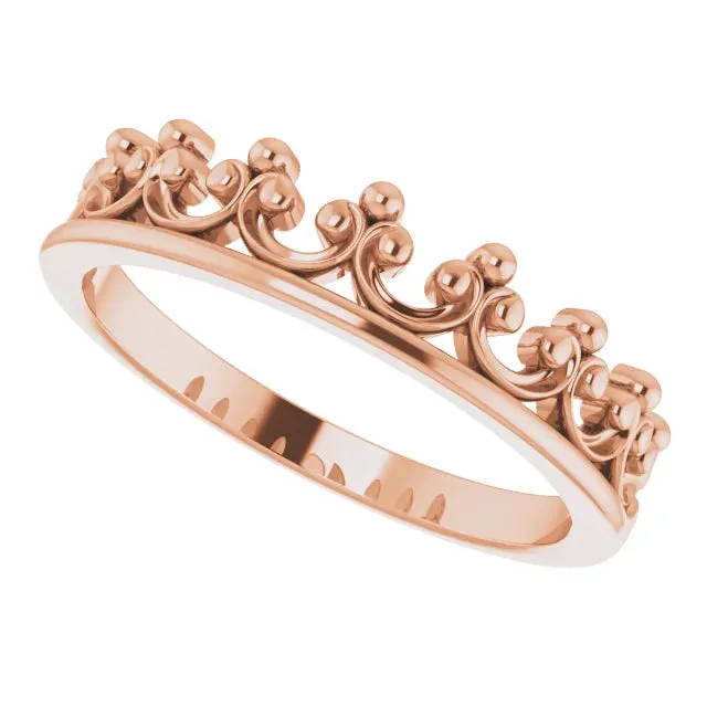 Storyteller by Vintage Magnality Rings Stackable Calling All Queens Crown Ring 14K Rose White Yellow Gold Silver Sizes 49