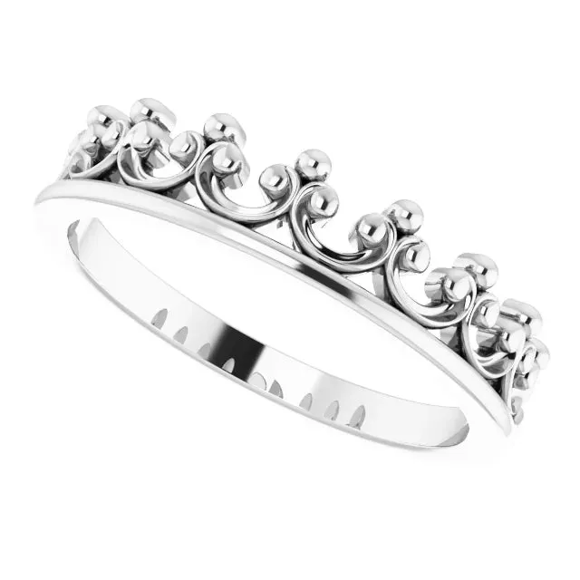 Storyteller by Vintage Magnality Rings Stackable Calling All Queens Crown Ring 14K Rose White Yellow Gold Silver Sizes 49