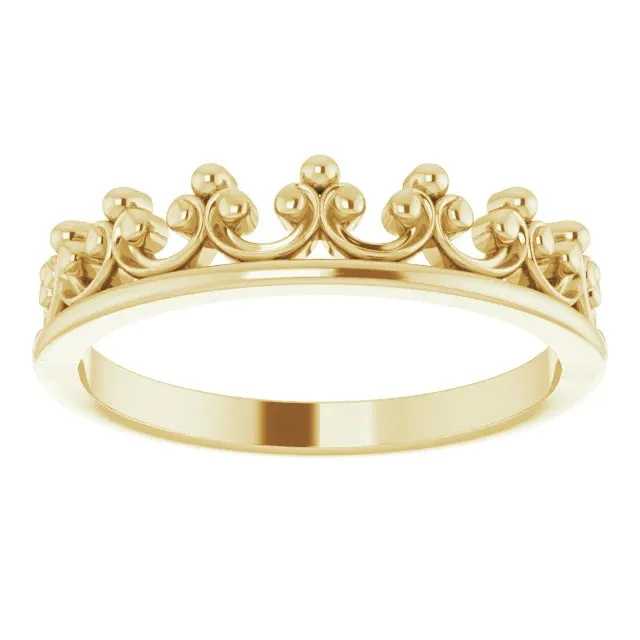 Storyteller by Vintage Magnality Rings Stackable Calling All Queens Crown Ring 14K Rose White Yellow Gold Silver Sizes 49